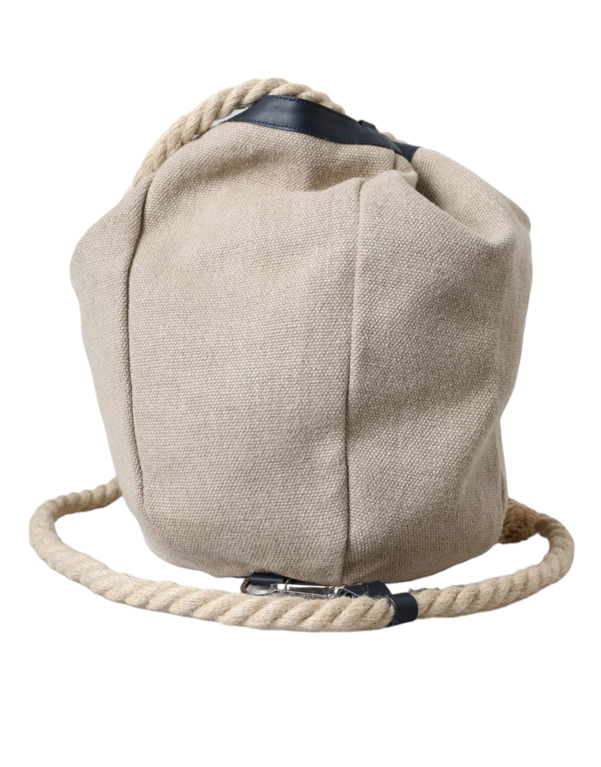 Dolce & Gabbana Beige Canvas Fabric Bucket Bag Tote Handbag